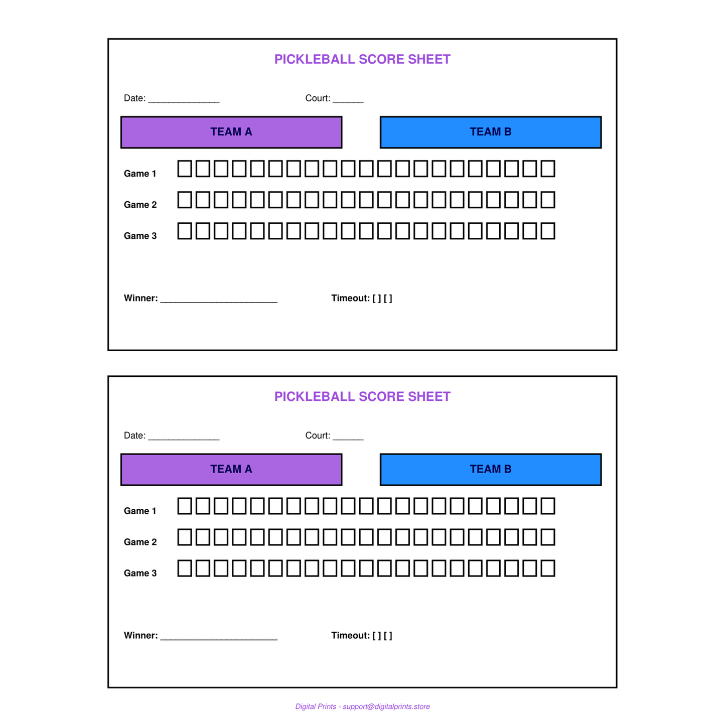 Preview image for CourtSide - Pickleball (EN) — printable PDF