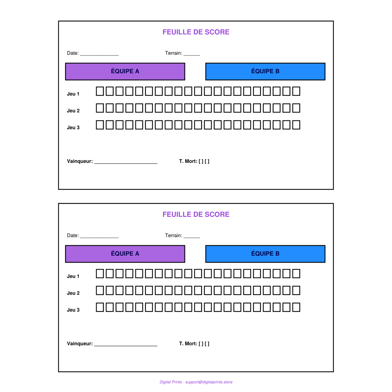 Preview image for CourtSide - Pickleball (FR) — printable PDF